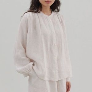 NEW Skall Studio small (36) 100% linen pinstripe painter shirt, like Doen Jane